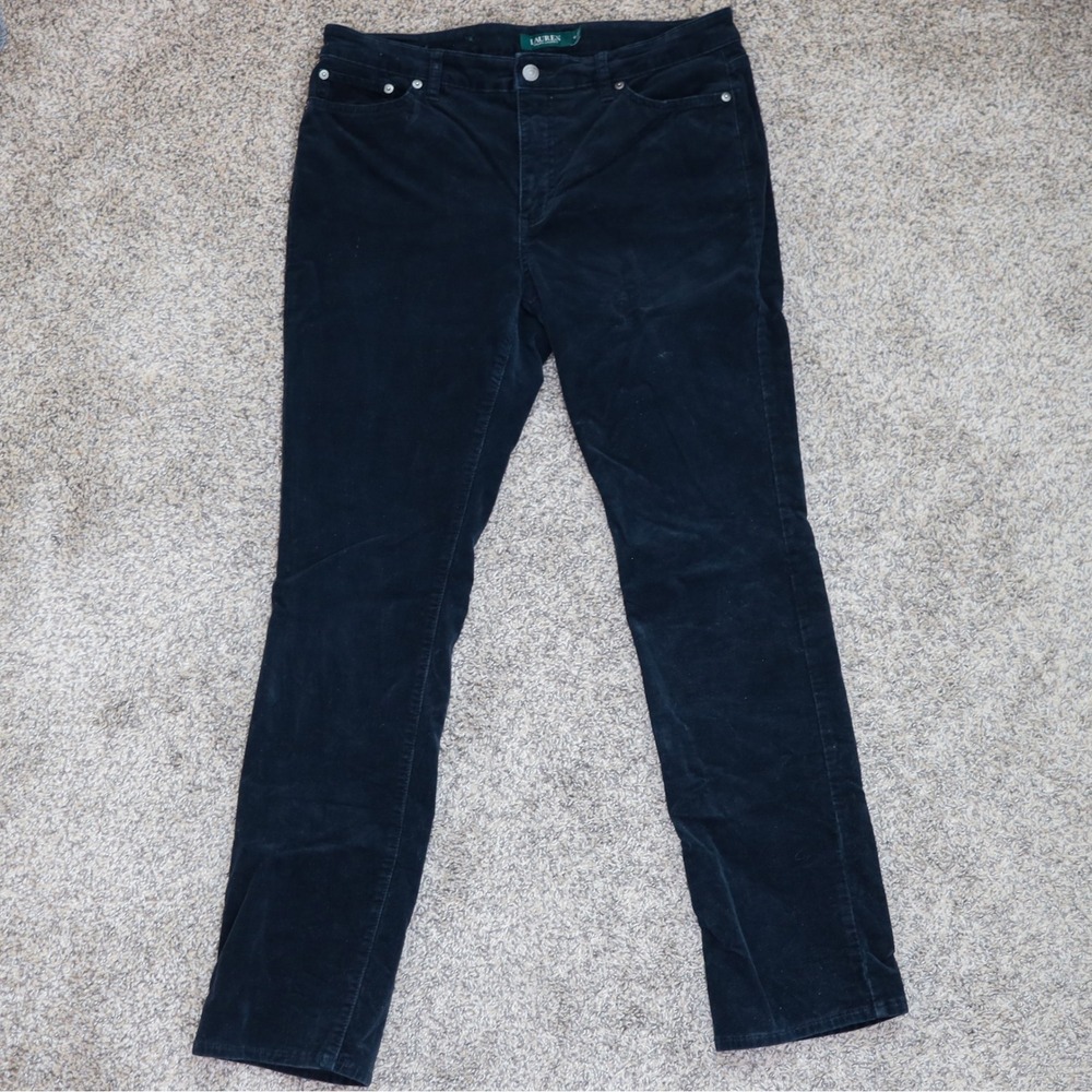 Lauren Ralph Lauren Corduroy Pants Women's 12 Black Straight Leg Fall Casual